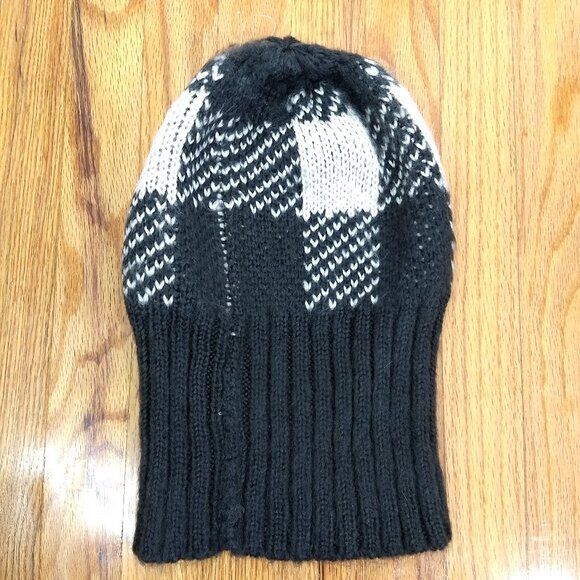 Raffaello Bettini Knit Hat Gray White Checkered Made in Italy Wool Alpaca Blend main image 8